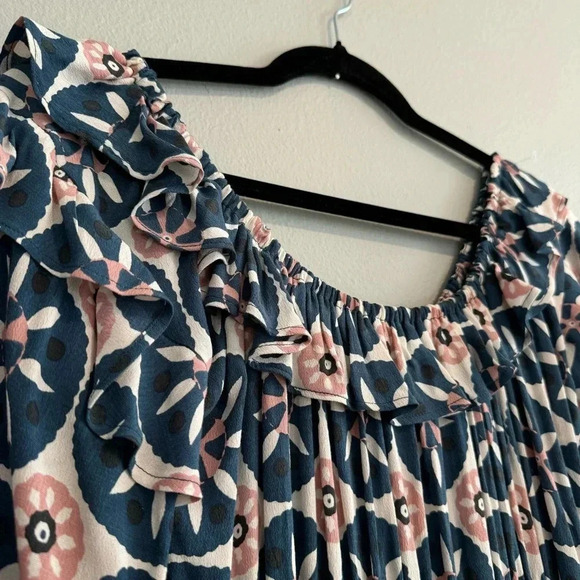 Mister Zimi Dress High Low Off The Shoulder Ruffle Smocked Waist 10 - Picture 9 of 11